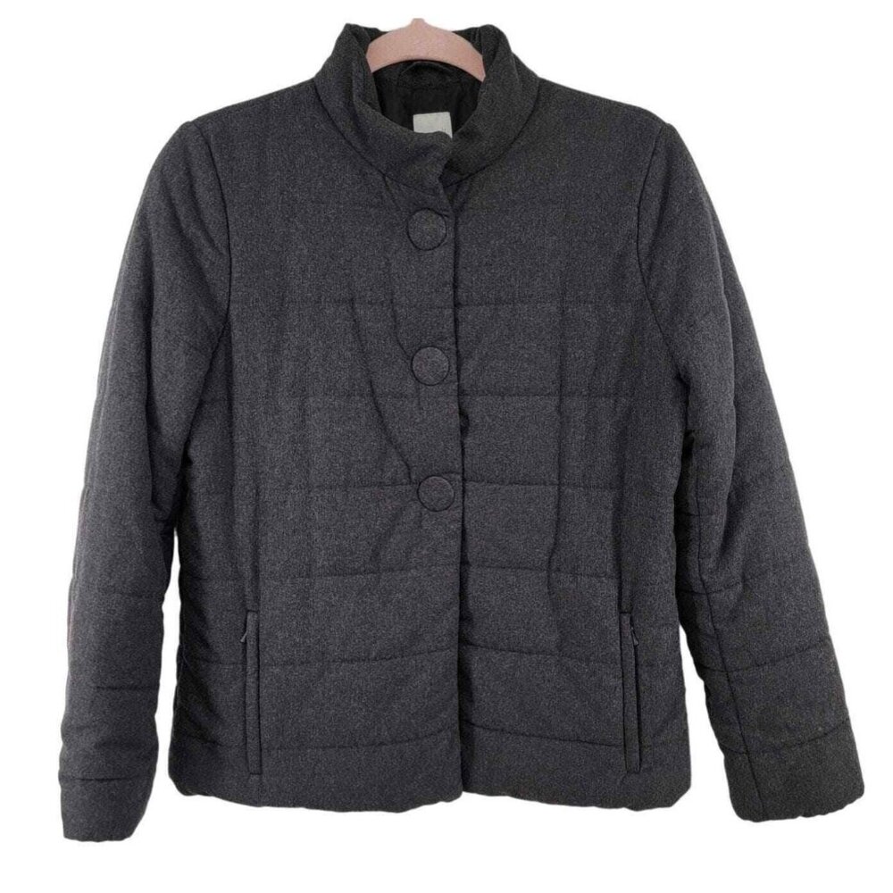 J. Jill Womens Quilted Jacket Gray XS Nylon & Polyester
